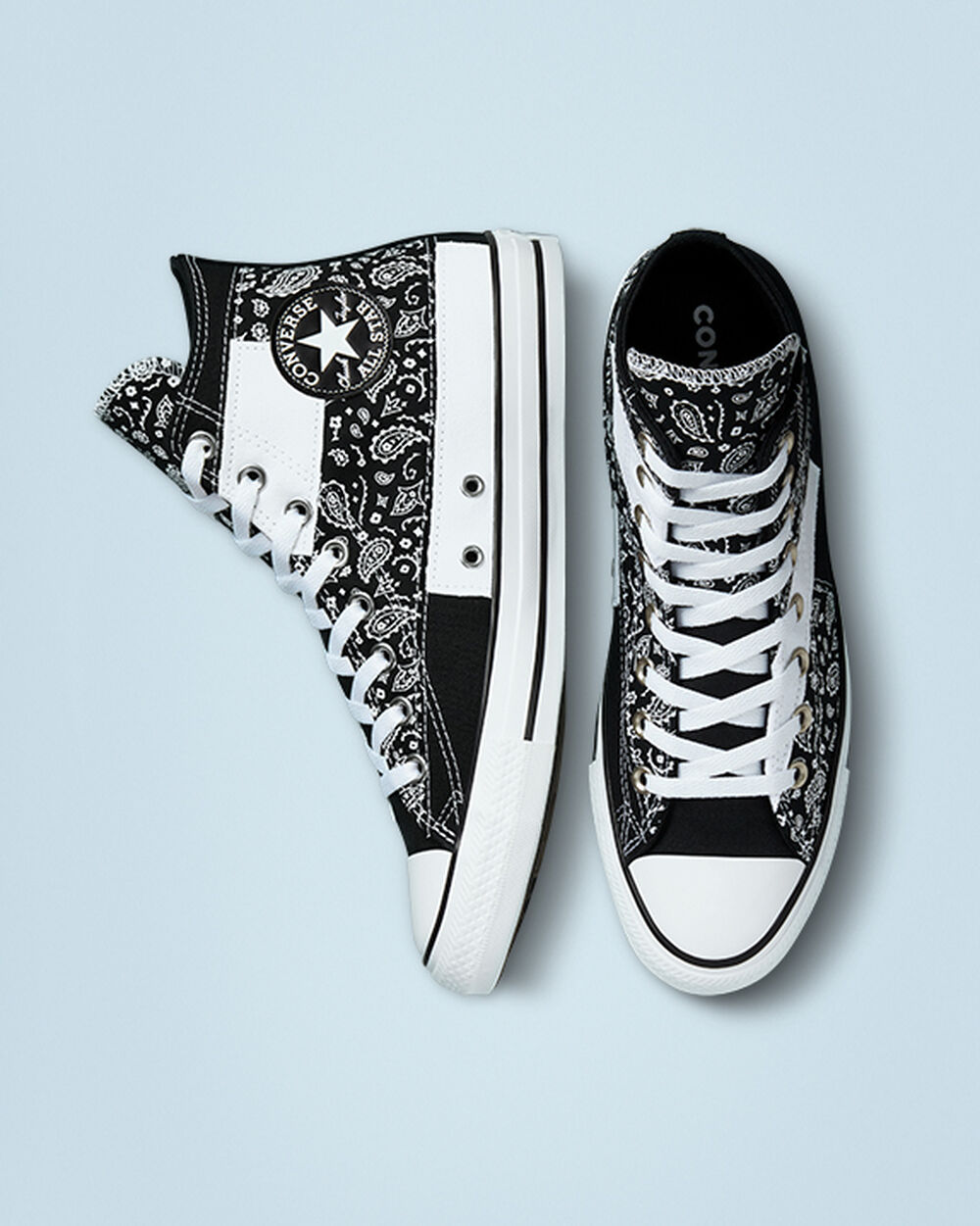 Zapatillas Converse Chuck Taylor All Star Hombre Negras Blancas Negras | Colombia-031769