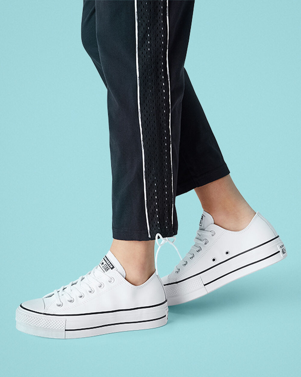 Zapatillas Converse Chuck Taylor All Star Mujer Blancas Negras Blancas | Colombia-412969