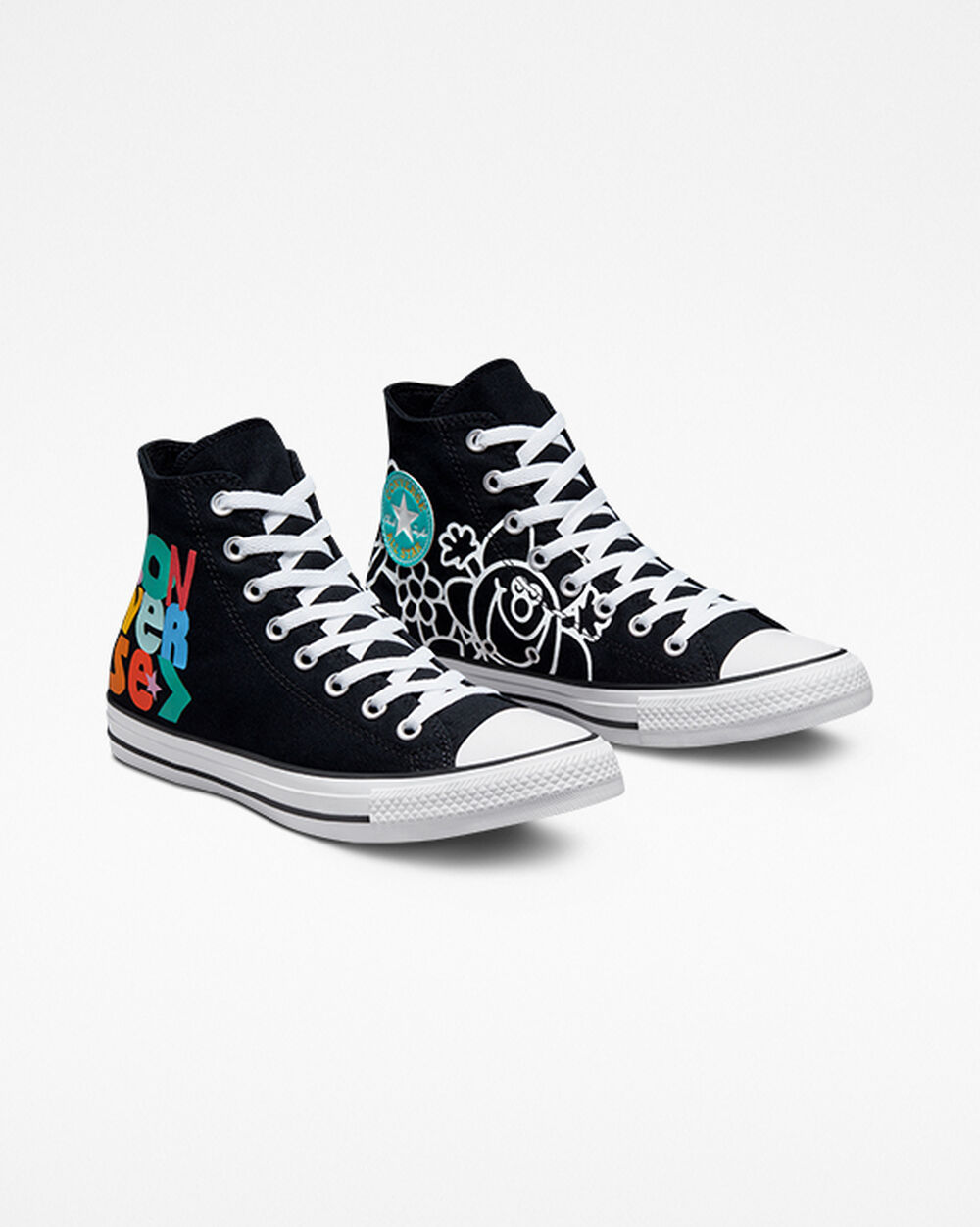 Zapatillas Converse Chuck Taylor All Star Hombre Negras Blancas | Colombia-609749