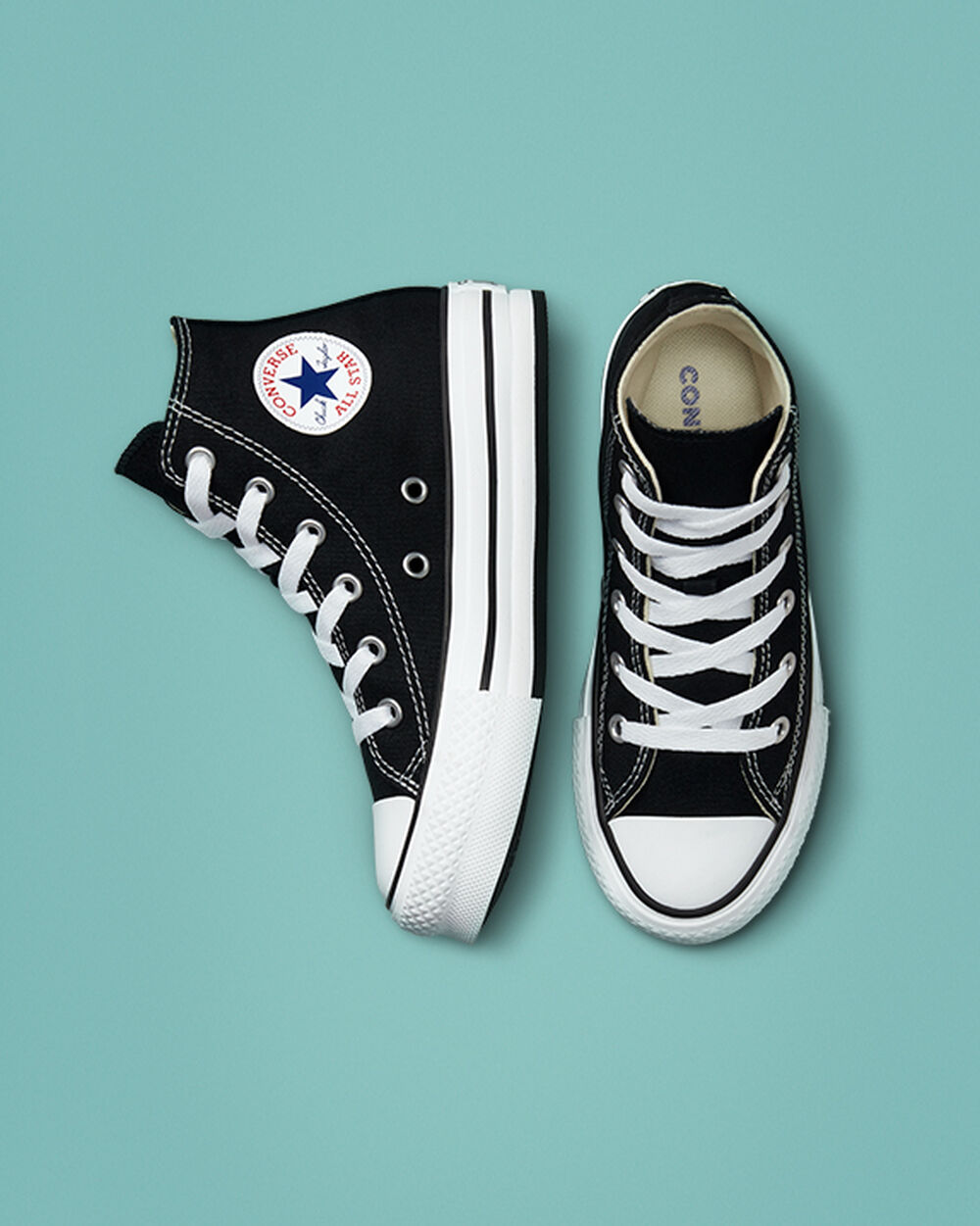 Zapatillas Converse Chuck Taylor All Star Niña Negras Blancas Negras | Colombia-814739